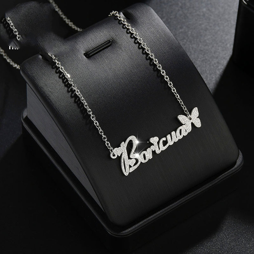 One Piece Cut Stainless Steel Butterfly English Name Matte - enhanced image 1