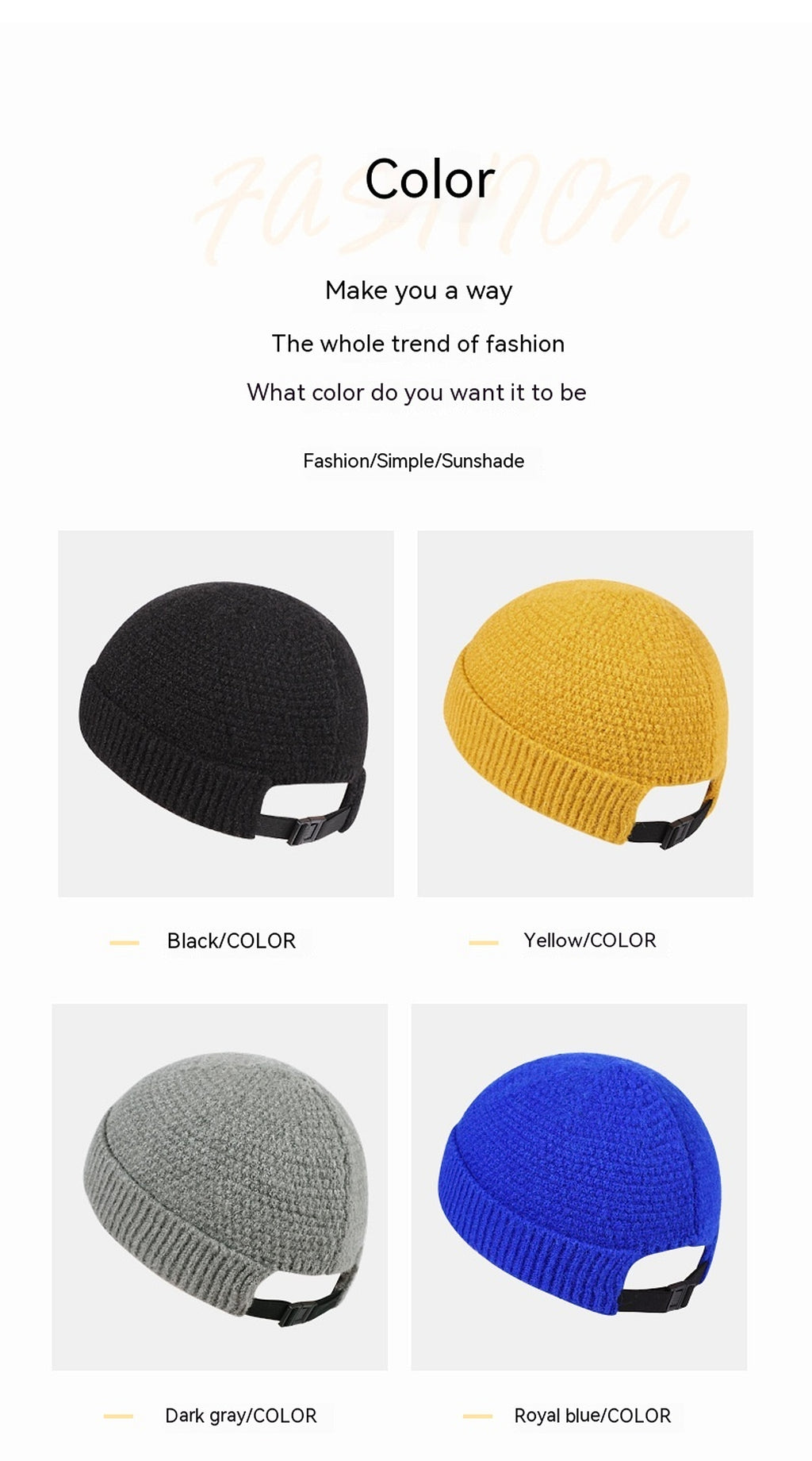Outdoor Warm Hemming Knitted Woolen Cap - enhanced image 1