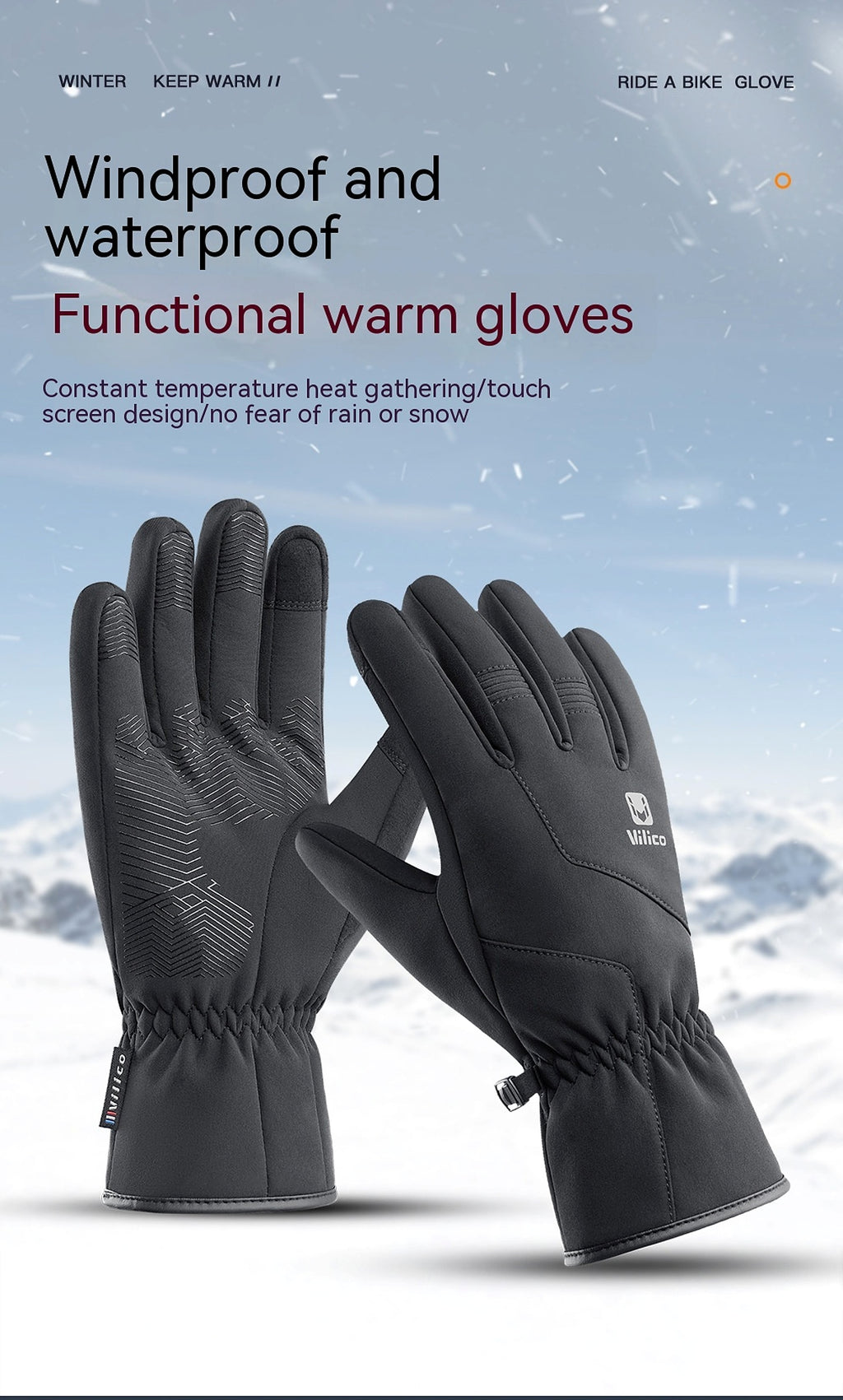 Outdoor Winter Warm Gloves Waterproof Windproof Touch Screen - enhanced image 1