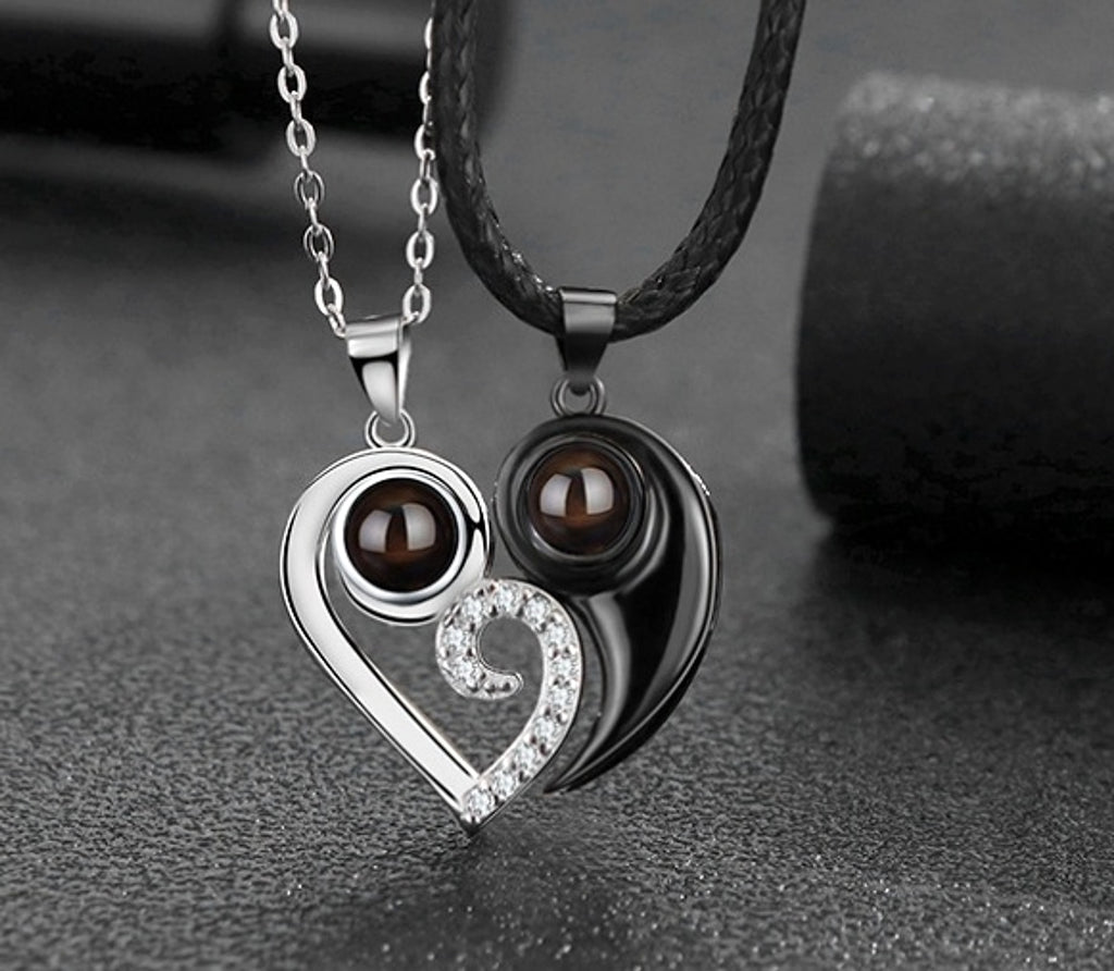 ❤️ Couples Diamond Heart Necklace – Forever Starts Here - enhanced image 1