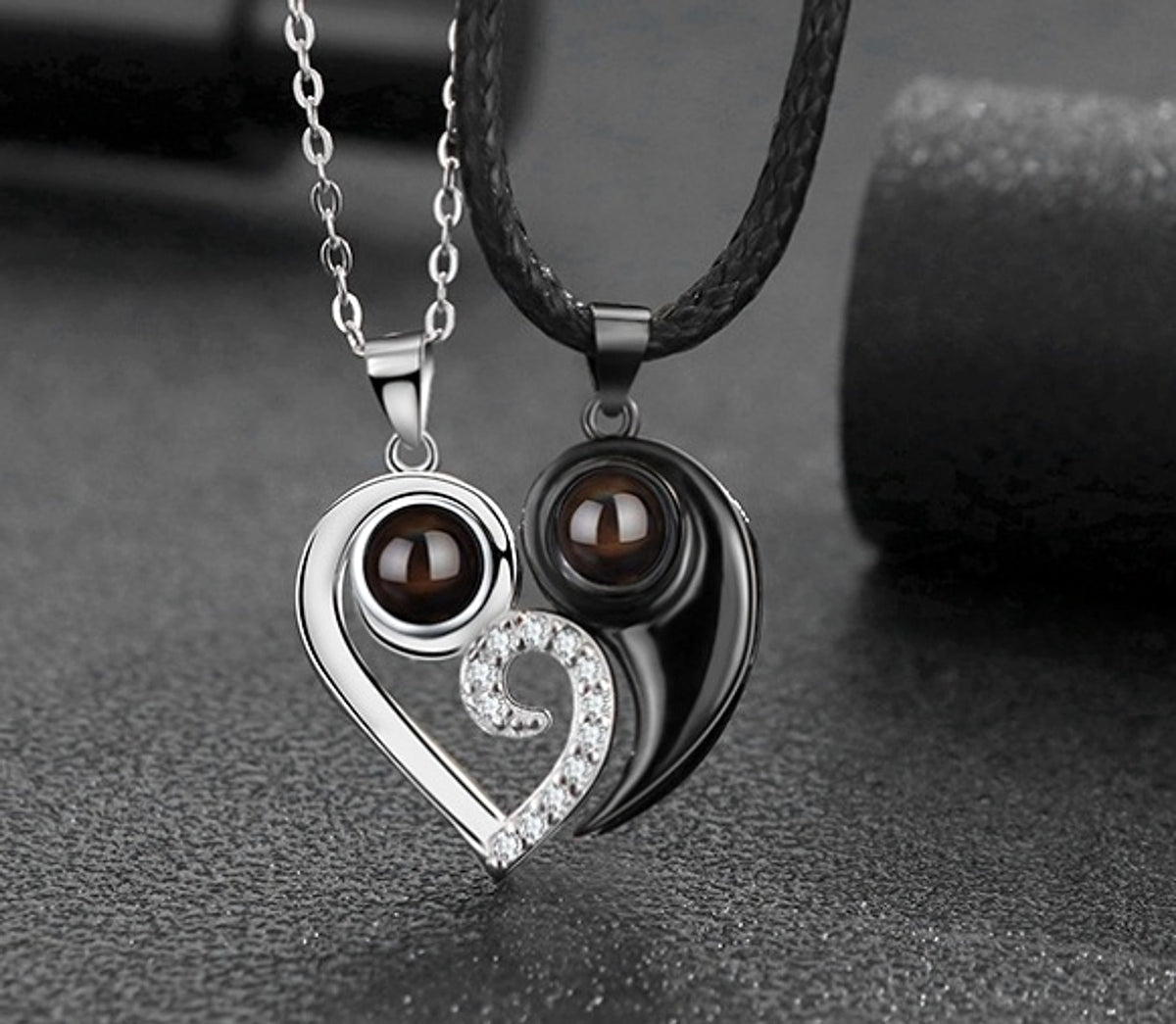 ❤️ Couples Diamond Heart Necklace – Forever Starts Here - enhanced image 1