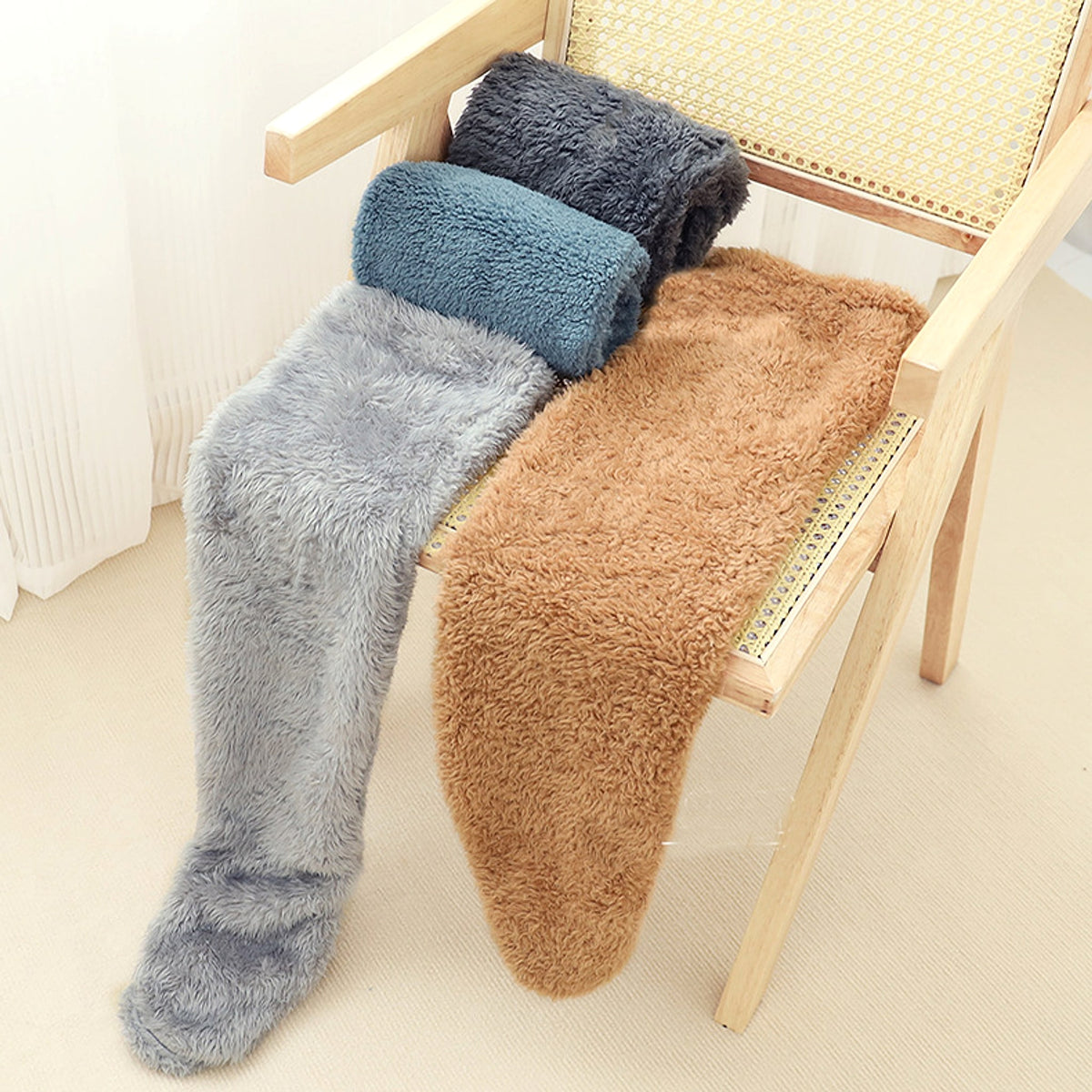 Over Knee High Fuzzy Long Socks Winter Warm Cold Leg Knee Joint Cold-proof Stockings Home Floor Sleeping Socks - enhanced image 1
