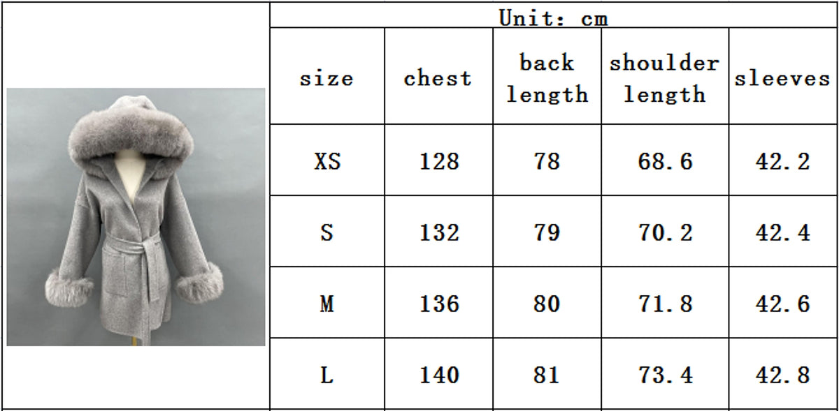 Oversized Fur Collar Hooded Double-Sided Wool Coat – Luxurious Warmth & Style - enhanced image 1