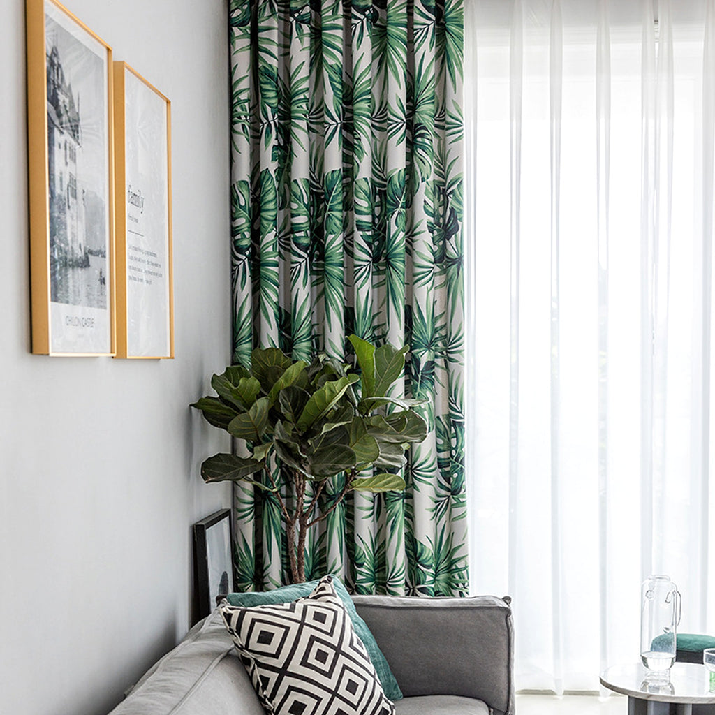 PalmaCasa™ – Light Tropical Leaf Curtain Panel - enhanced image 1