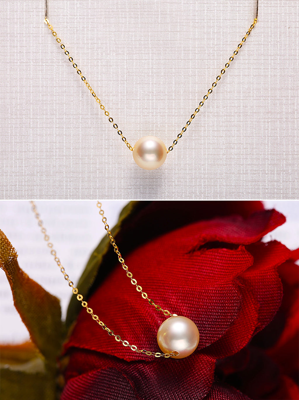 Perfect Round Glare Necklace Seawater Pearl Pendant - enhanced image 1