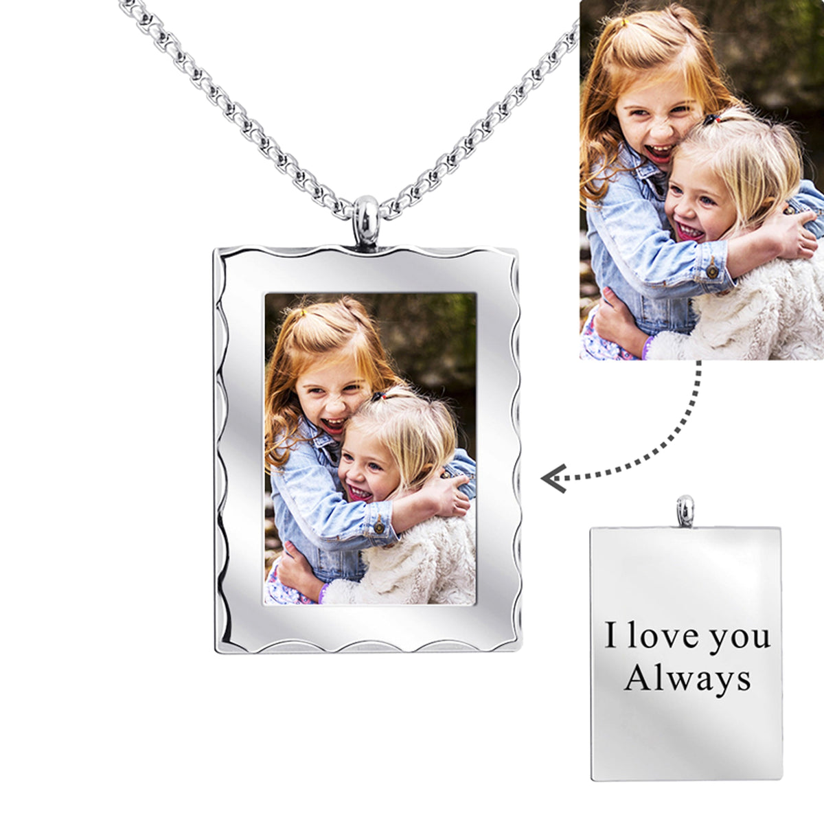 Personalized Gift Customized Photo Frame Necklace - enhanced image 1