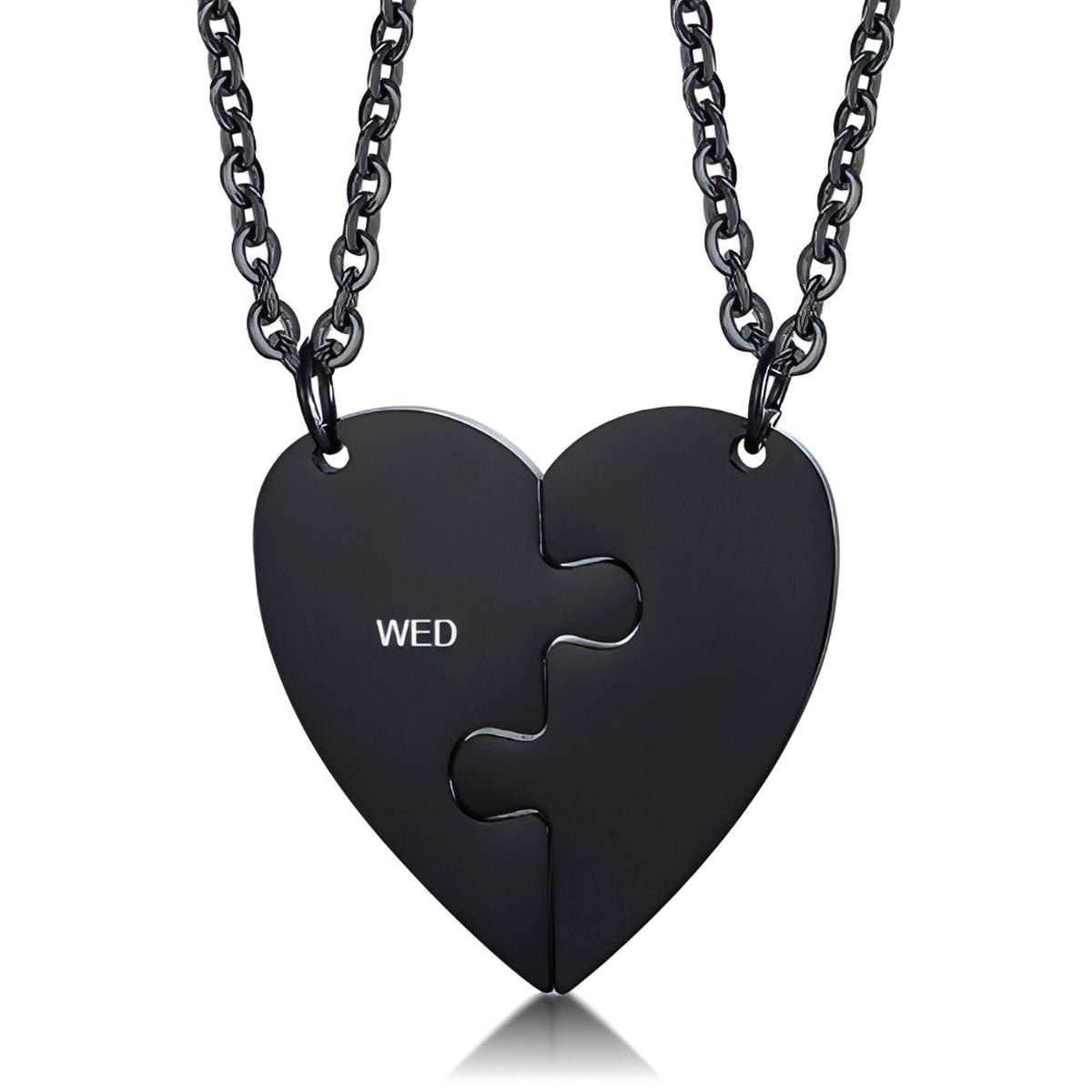 Custom Engraved Heart Puzzle Necklace – Stay Connected, Always! - enhanced image 1