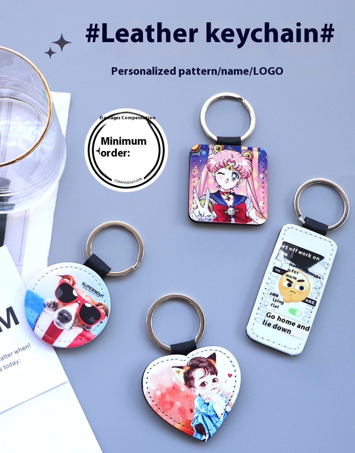 Custom Leather Photo Keychain – Personalized Small Pendant - enhanced image 1