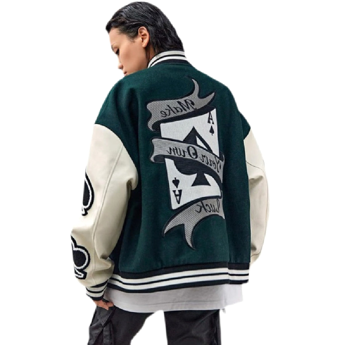 Poker Embroidered Baseball Jacket Men - enhanced image 1