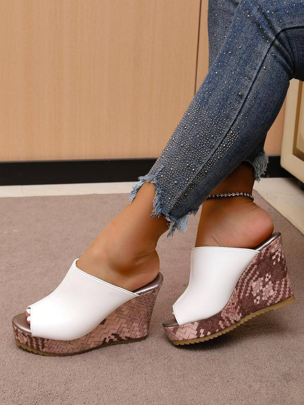 PU Leather High Heel Sandals - enhanced image 1