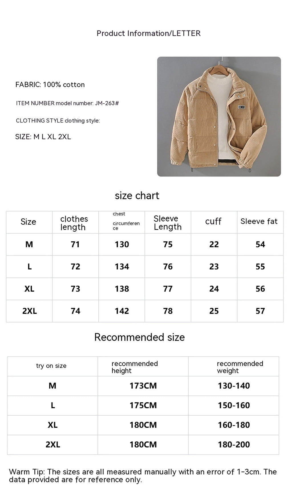 Puffer Jacket Coat Outerwear Top Men