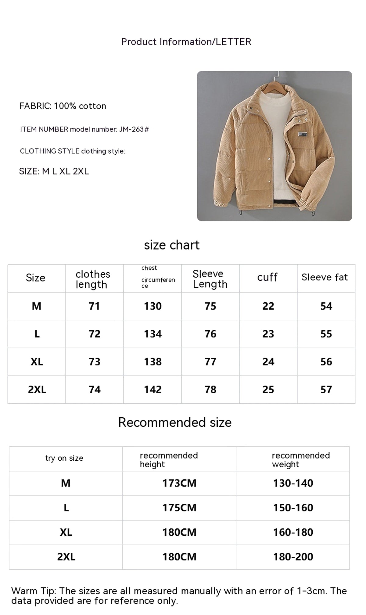 Puffer Jacket Coat Outerwear Top Men