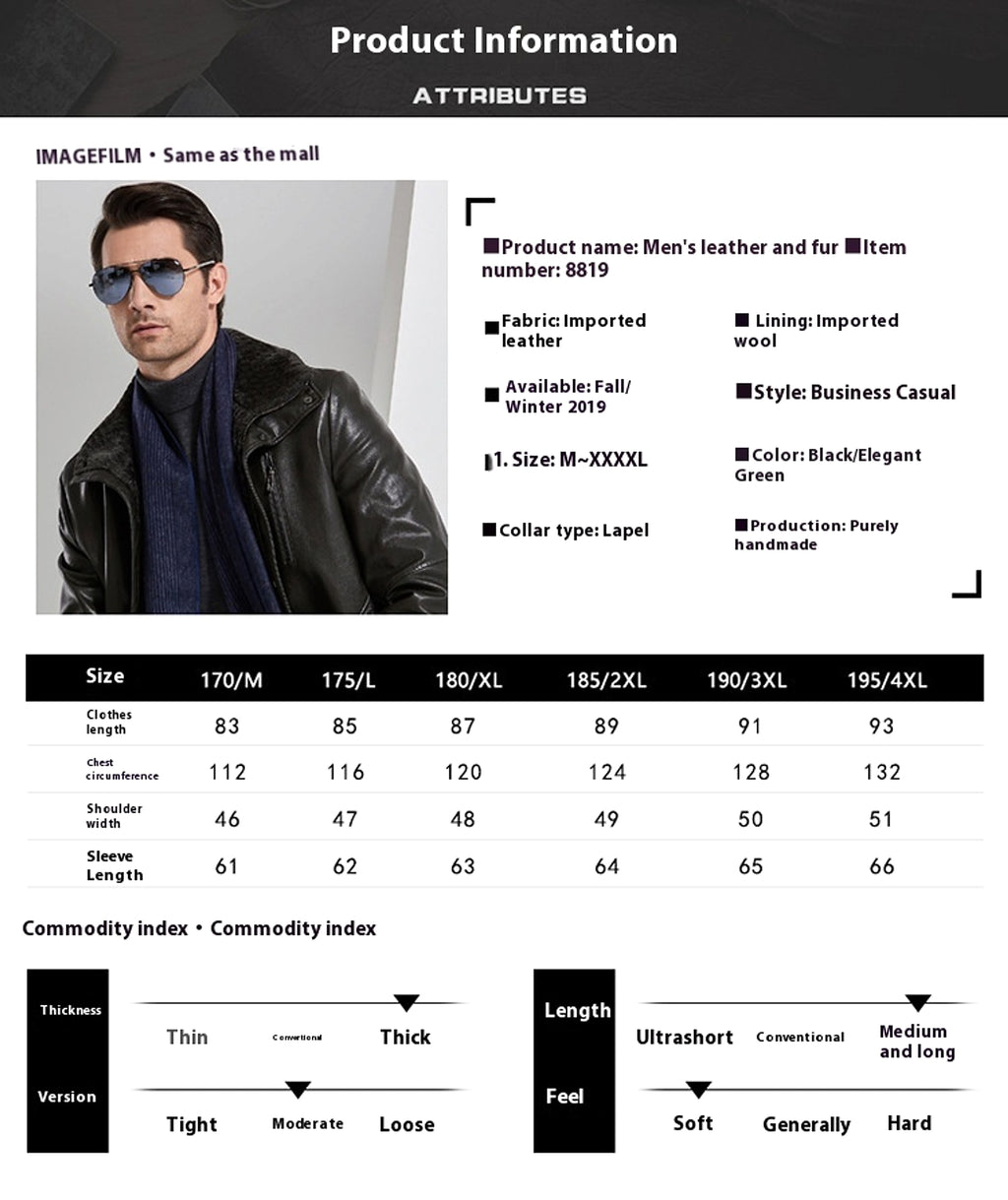 Real Leather Men's Winter Jacket – Thickened & Fleece-Lined Elegance - enhanced image 1