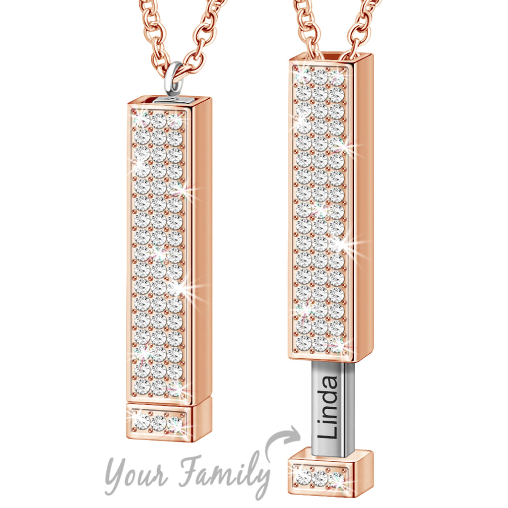 Retractable Three-dimensional Rod Pendant DIY Customized Name Diamond Necklace - enhanced image 1