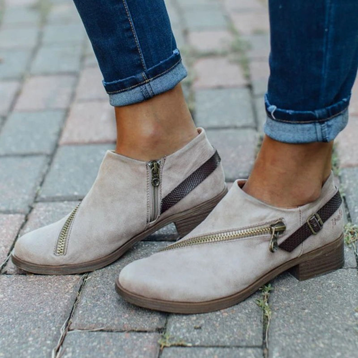 Business Boots With Side Zipper Belt Women's Shoes - enhanced image 1
