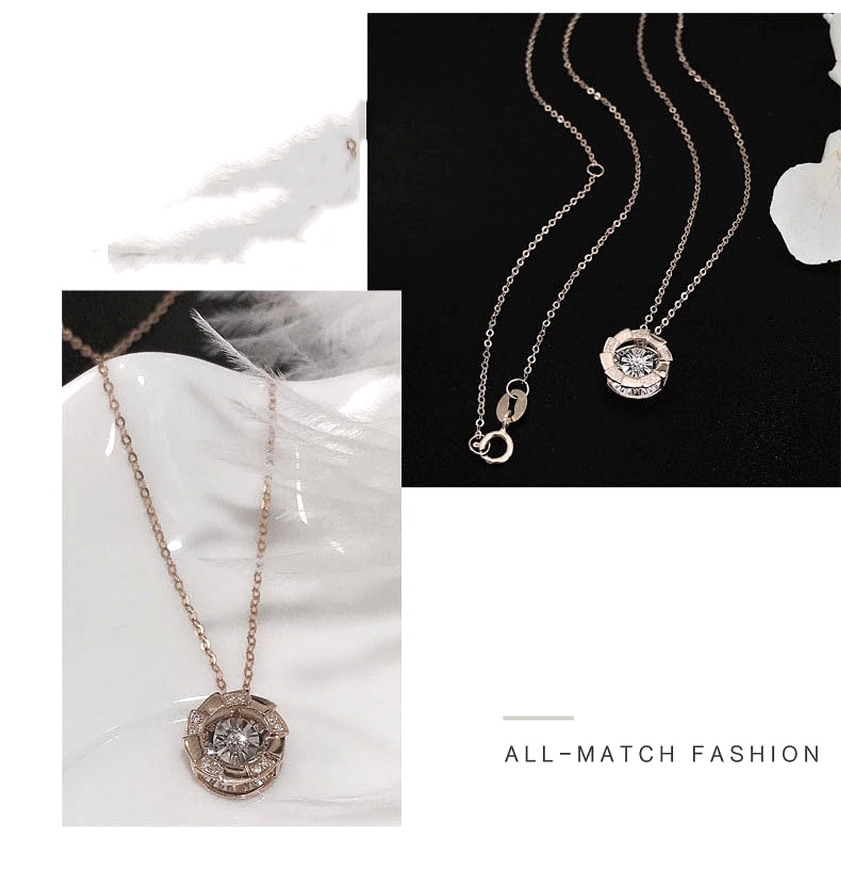 Rose Gold Pulsatile Heart Diamond Pendant Clavicle Chain - enhanced image 1