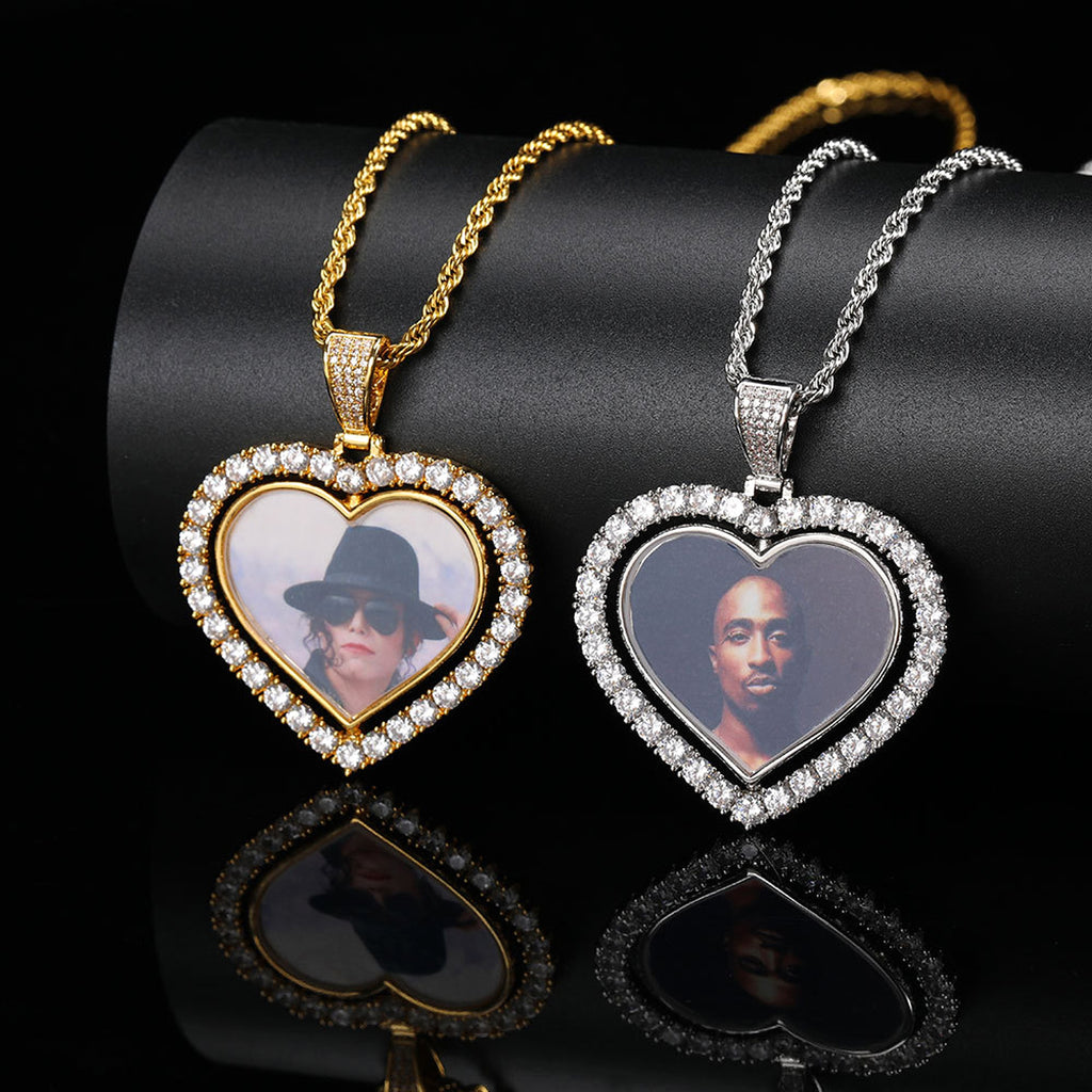 Rotating Double-sided Love Photo Pendant Necklace - enhanced image 1