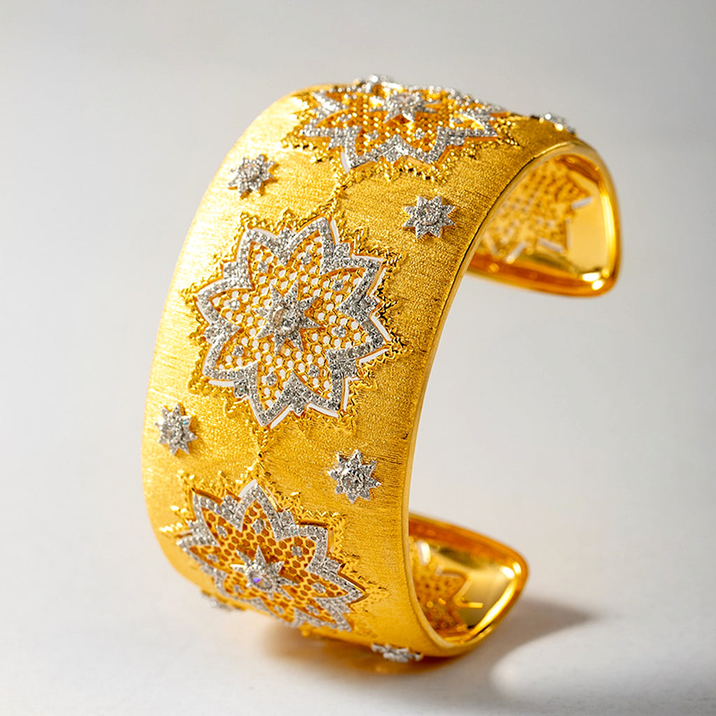 S925 Silver Gold-plated Zirconium Hollow Fine To Retro And Elegant - enhanced image 1