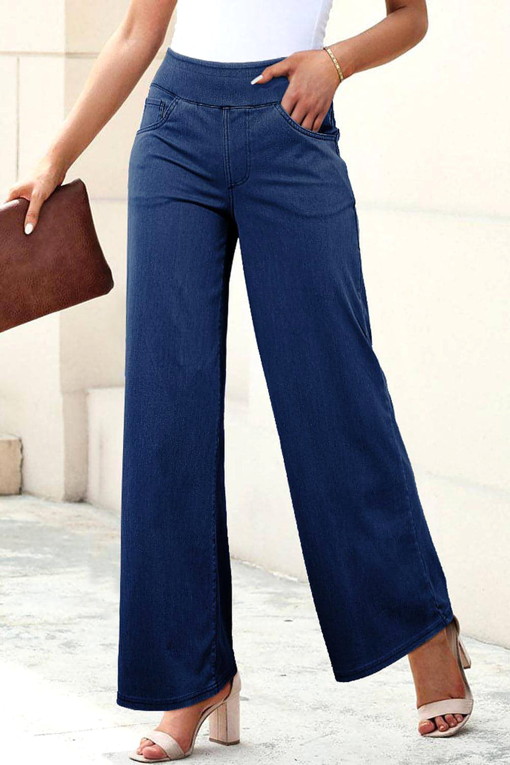 Sail Blue Medium Wash Straight Leg Loose Casual Jeans - enhanced image 1