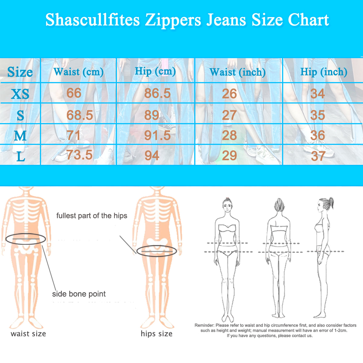 Shascullfites Melody Women Zipper Jeans Women Unique Dark Blue Denim Pants Hot Streetwear Party Club Dance Pants - enhanced image 1