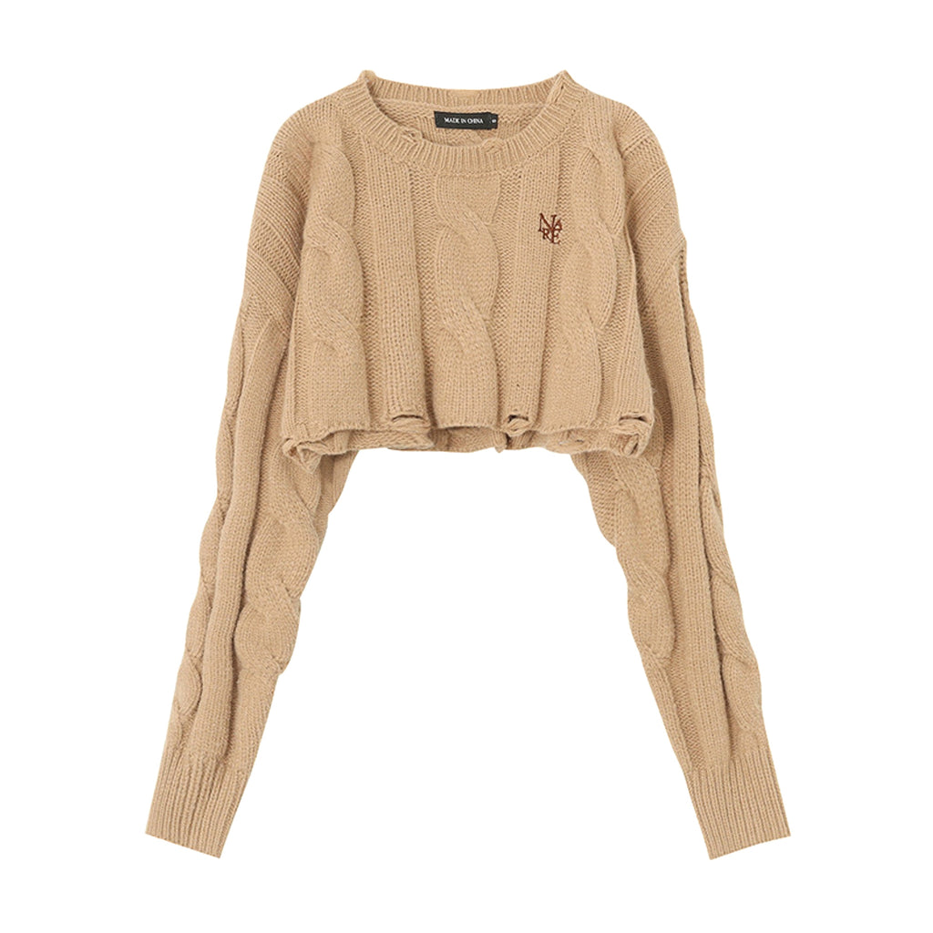 Short Long Sleeve Lazy Wind Pullover Knit Sweater Spice Girl Crew Neck Top Women - enhanced image 1