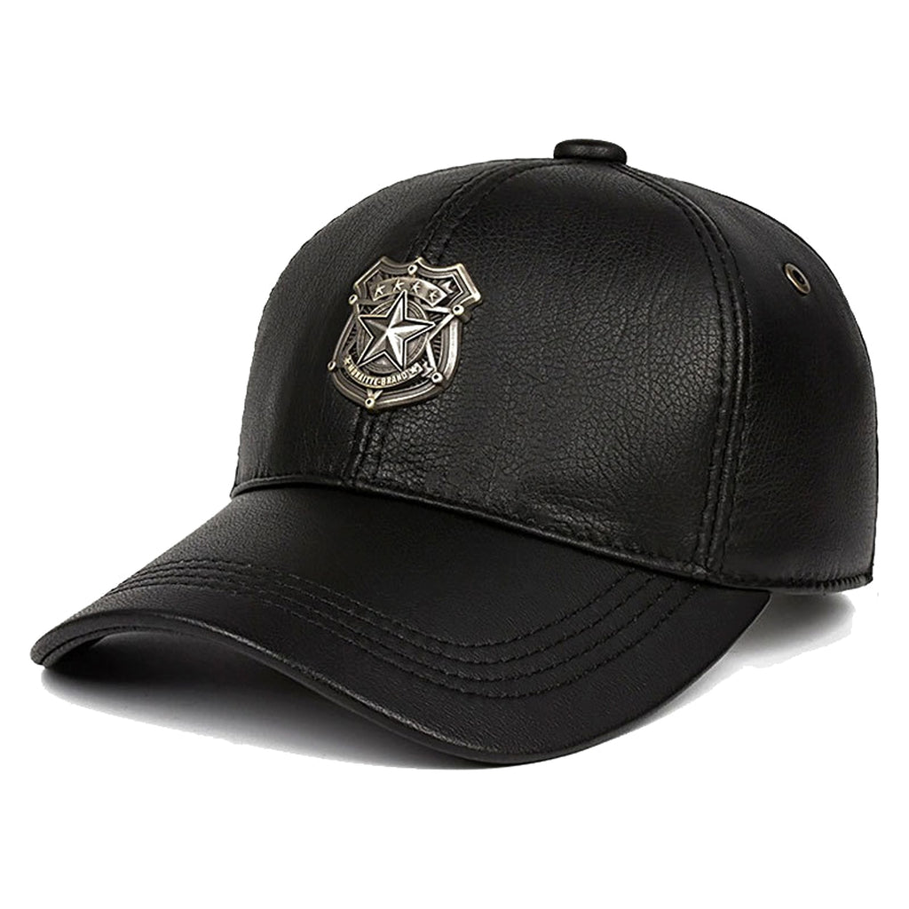 Shot the Sheriff Sheepskin Leather Hat Men's Warm - enhanced image 1