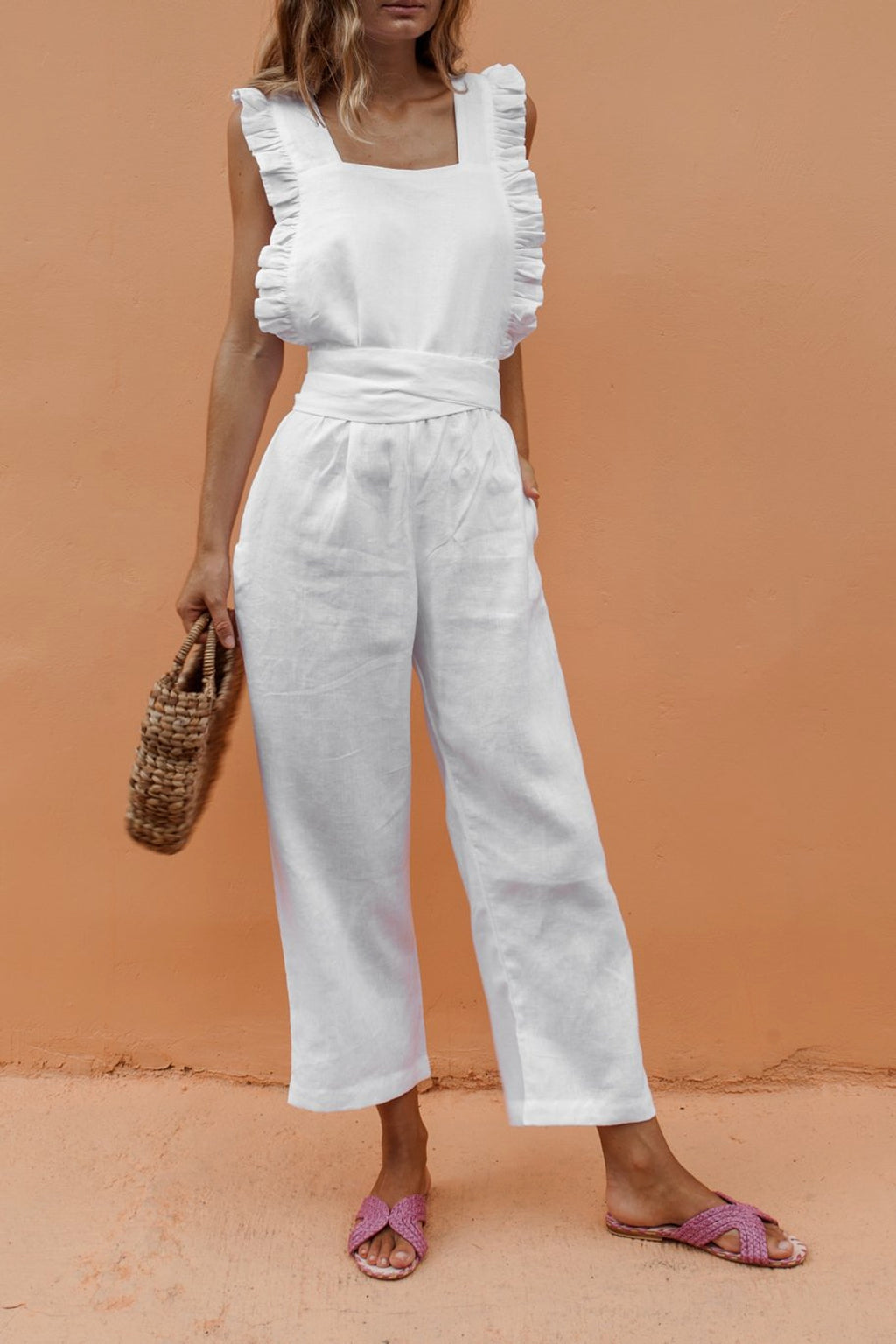 Sleeveless lace-up jumpsuit - enhanced image 1