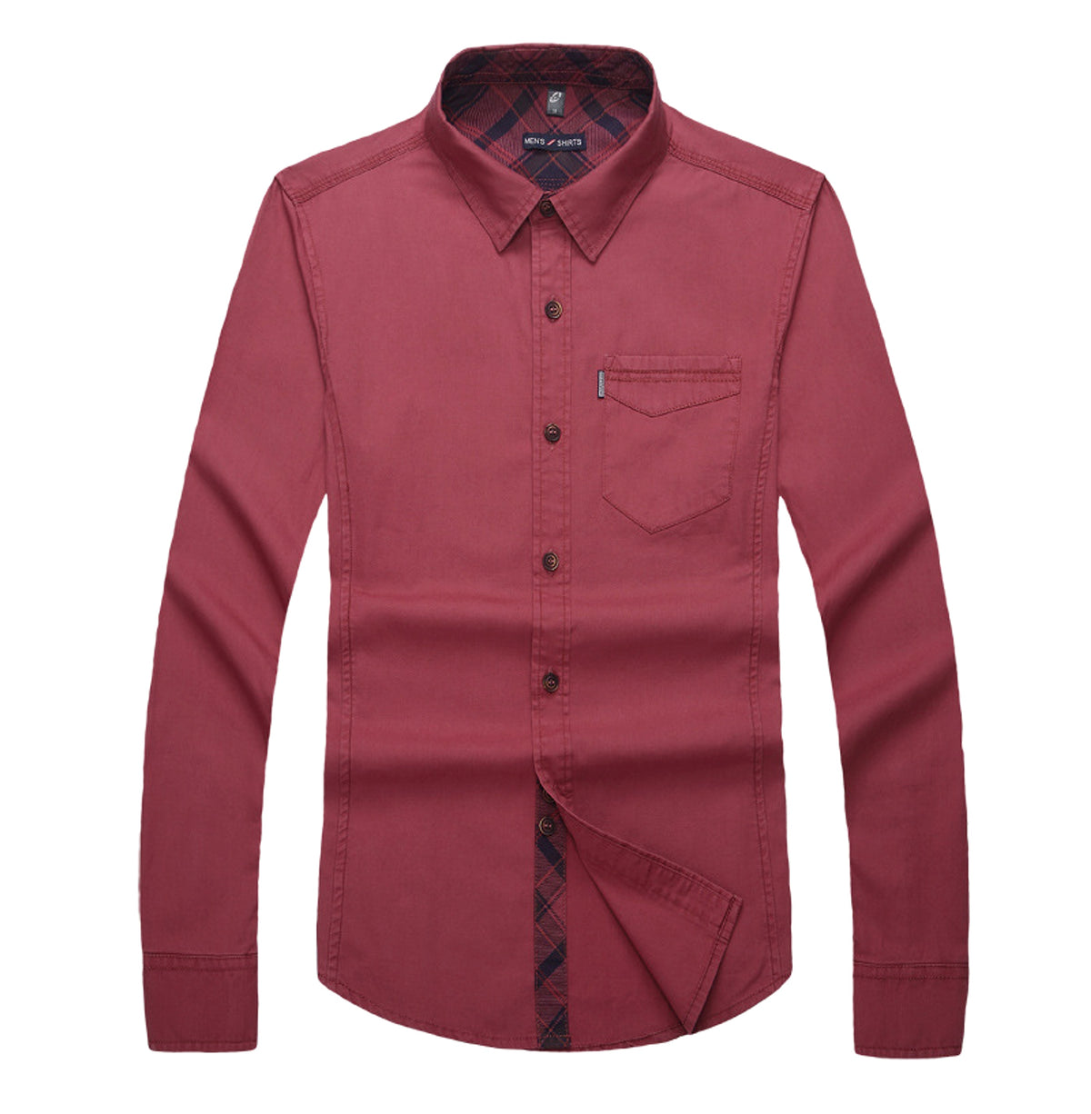 Solid Color Men's Military Dress Shirt Style Slim Fit - enhanced image 1