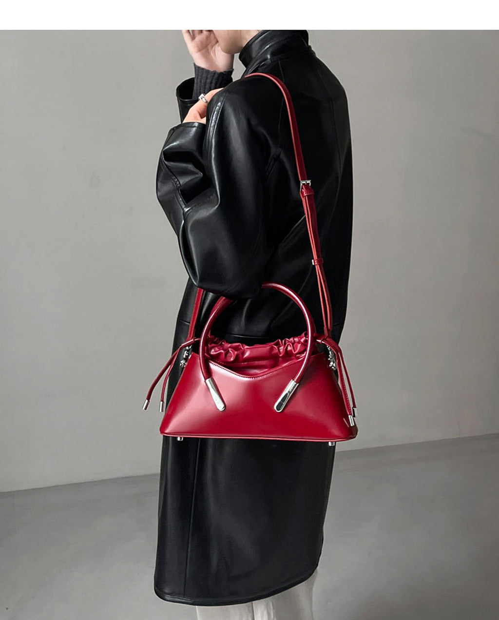 SolunaLuxe™ – Crimson Curve Shoulder Bag - enhanced image 1