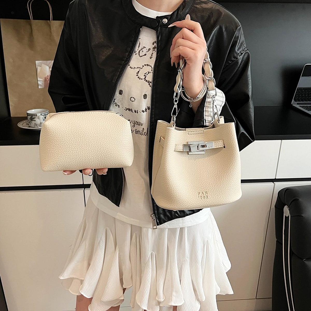 SolunaLuxe™ – RetroBucket Soft Chain Bag - enhanced image 1