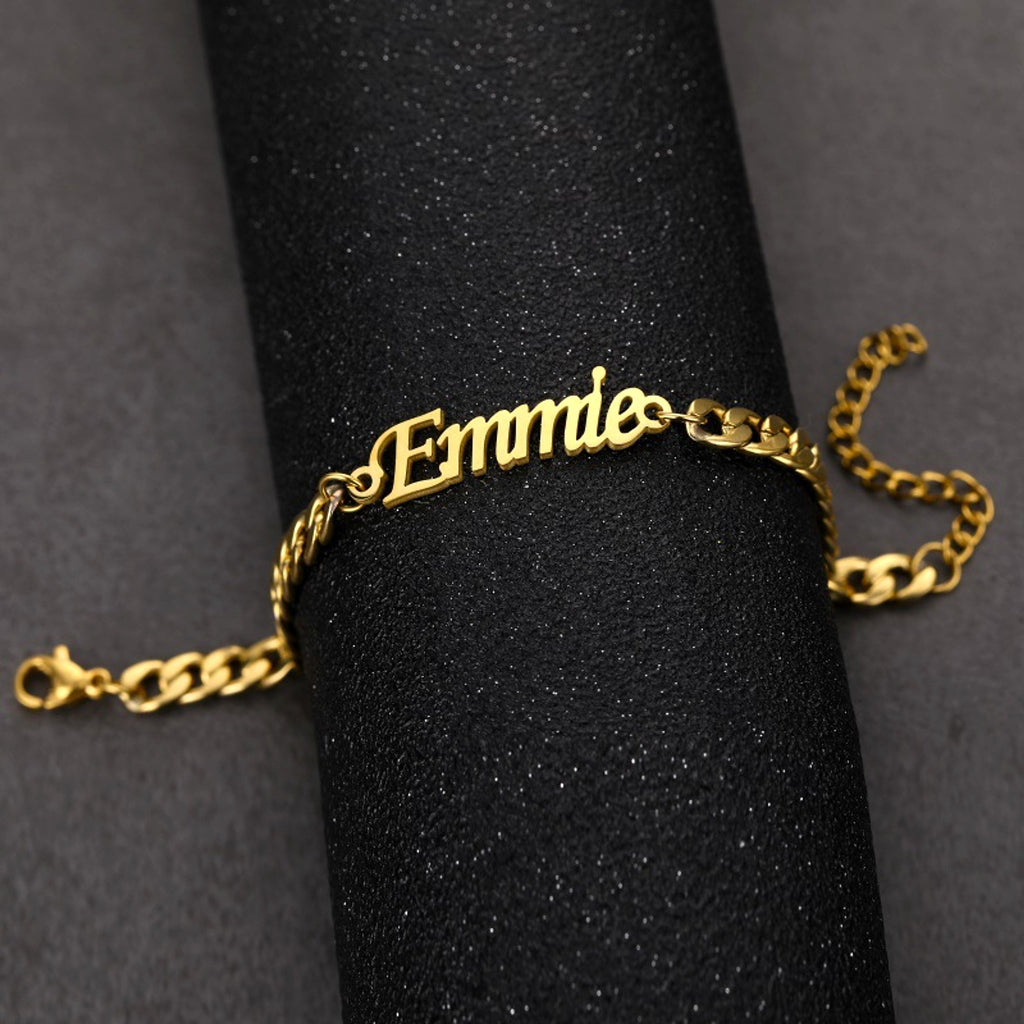 Stainless Steel 4mm Cuban Chain Custom Name Men's Classic Bracelet - enhanced image 1