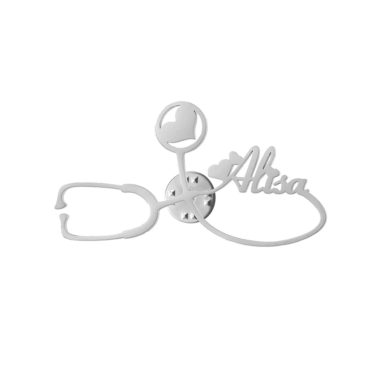 Stainless Steel DIY Name Letter Stethoscope Brooch - enhanced image 1