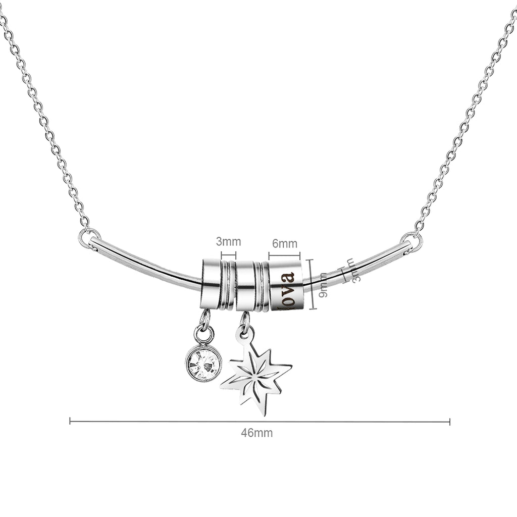 Stainless Steel Necklace With Diamond Custom Lettering Clavicle Chain - enhanced image 1