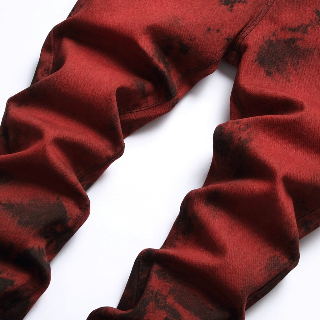 Stretch Tie Dyed Red Brick Men 's Jeans - enhanced image 1