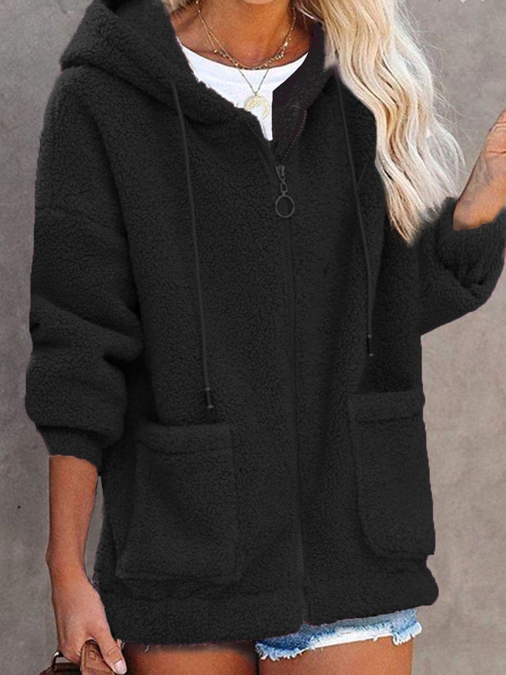 Sweater Buttonless Women Zipper Hoodie - enhanced image 1