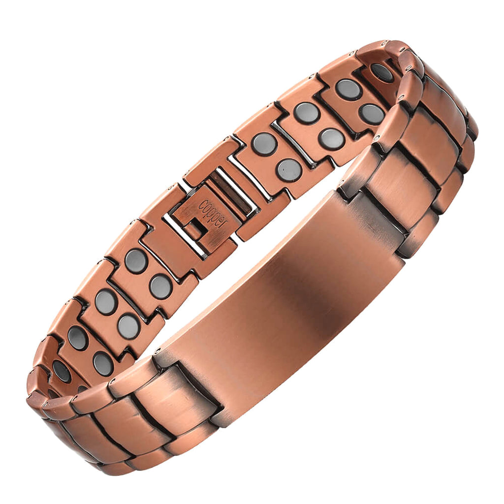 Turtle Back Double Row Magnet Red Copper Bracelet Men's Bracelet - enhanced image 1
