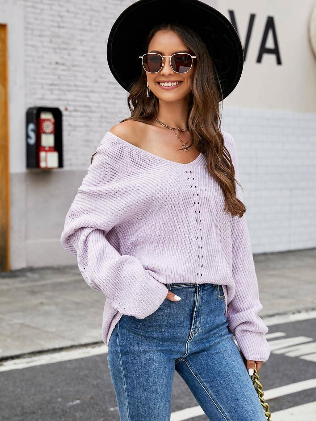 V-Neck Rib-Knit Top - enhanced image 1