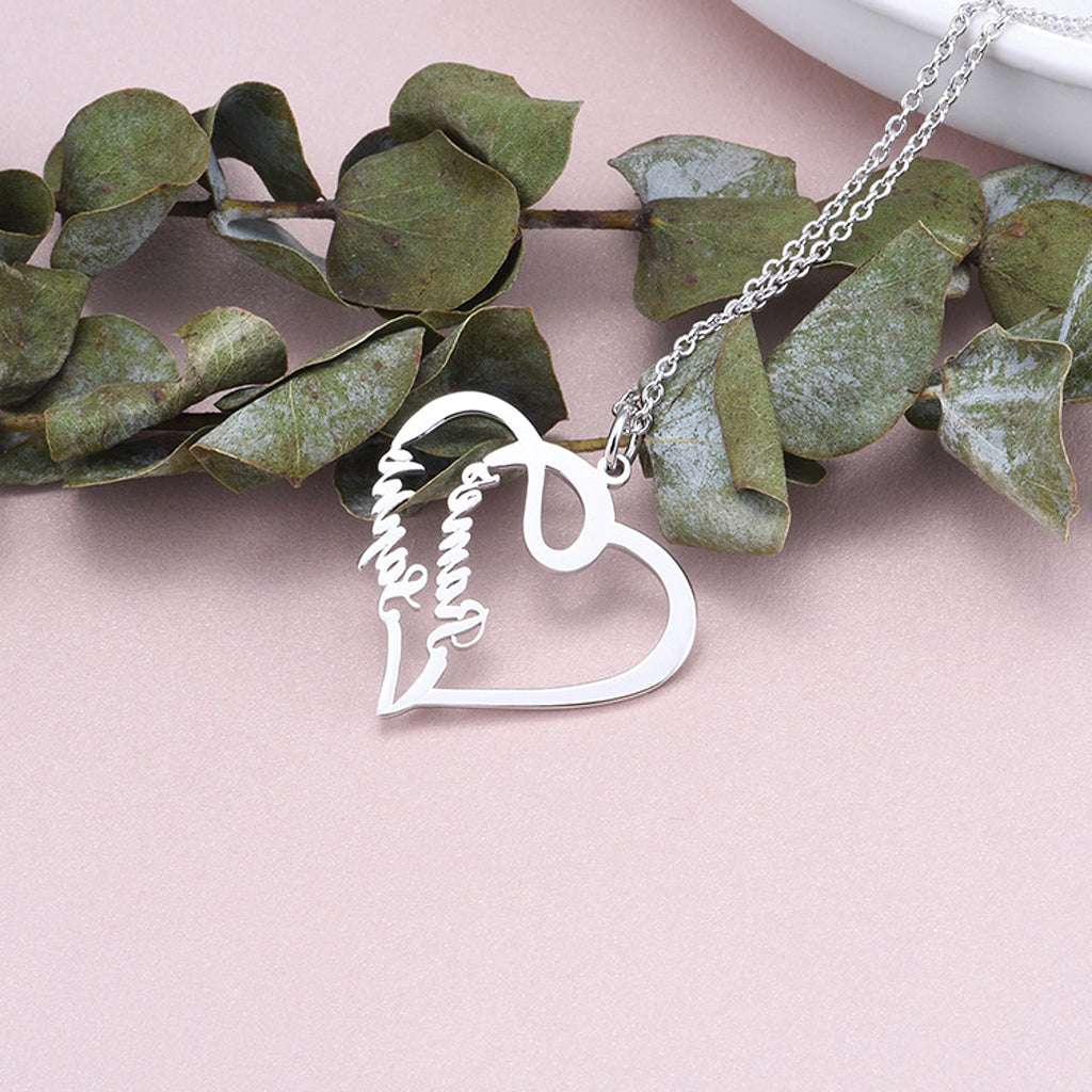 Valentine's Day Gift 925 Silver Personalized Custom Heart-shaped Letter Necklace Female - enhanced image 1