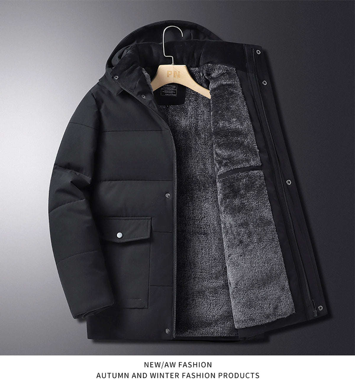 Winter Popular Middle-aged And Elderly Cotton Down Jacket Men Fleece-lined Thickened Hooded Warm Middle-aged And Elderly - enhanced image 1