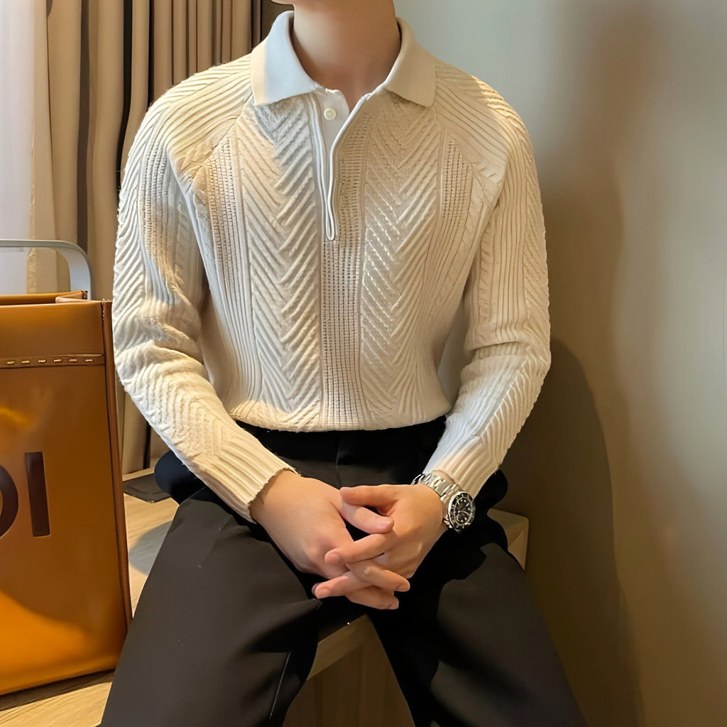 Winter Thermal Base Pullover Men's Sweater Casual Polo Collar Polo Shirt - enhanced image 1