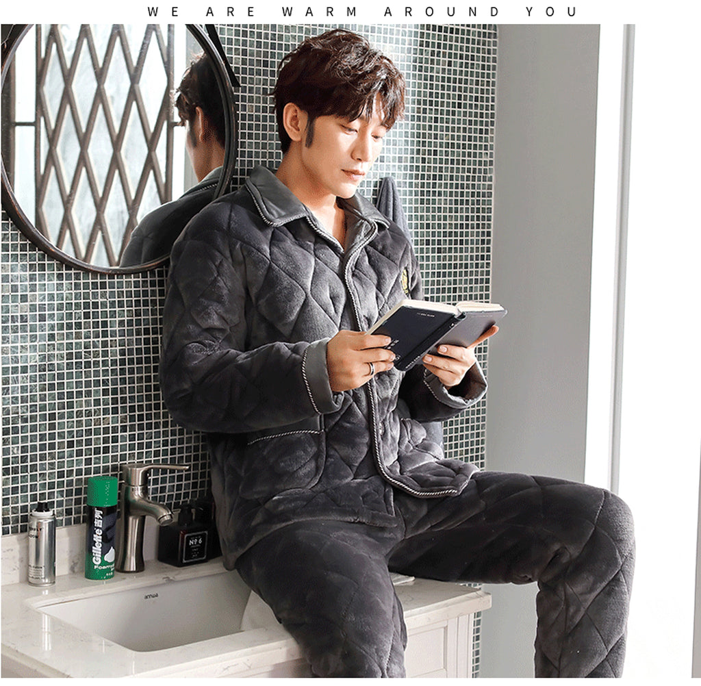 Winter thick men's pajamas - enhanced image 1