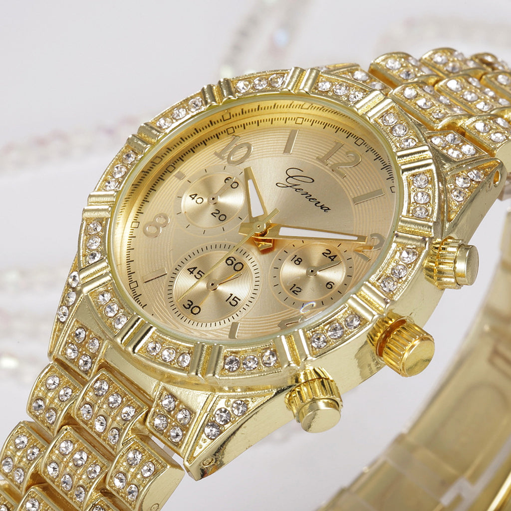 LunaGeneva™ – Rose Gold Crystal Iced-Out Quartz Watch Women - enhanced image 1