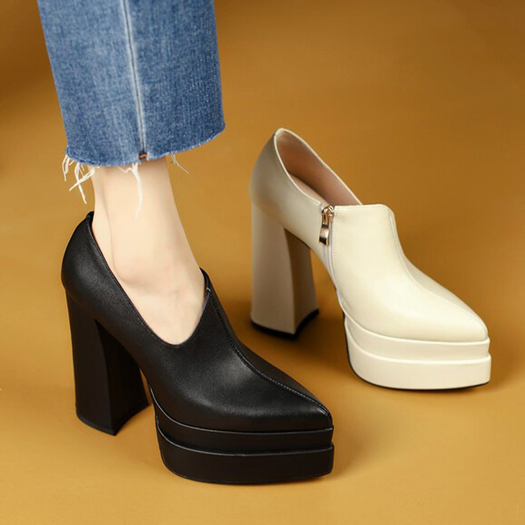 Women With Pointed Deep Cut High Heels - enhanced image 1
