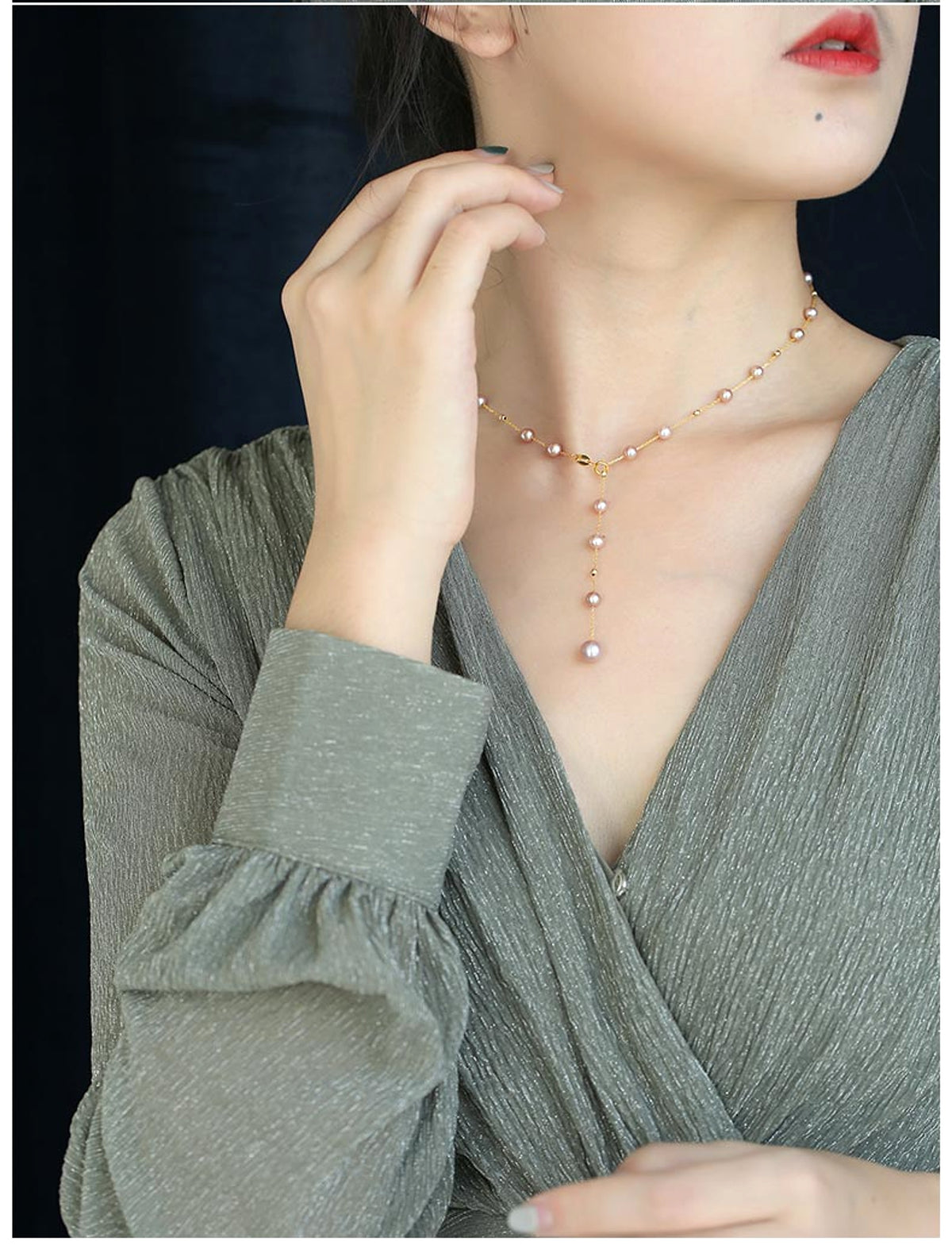 Women's Gypsophila Freshwater Pearl Necklace - enhanced image 1