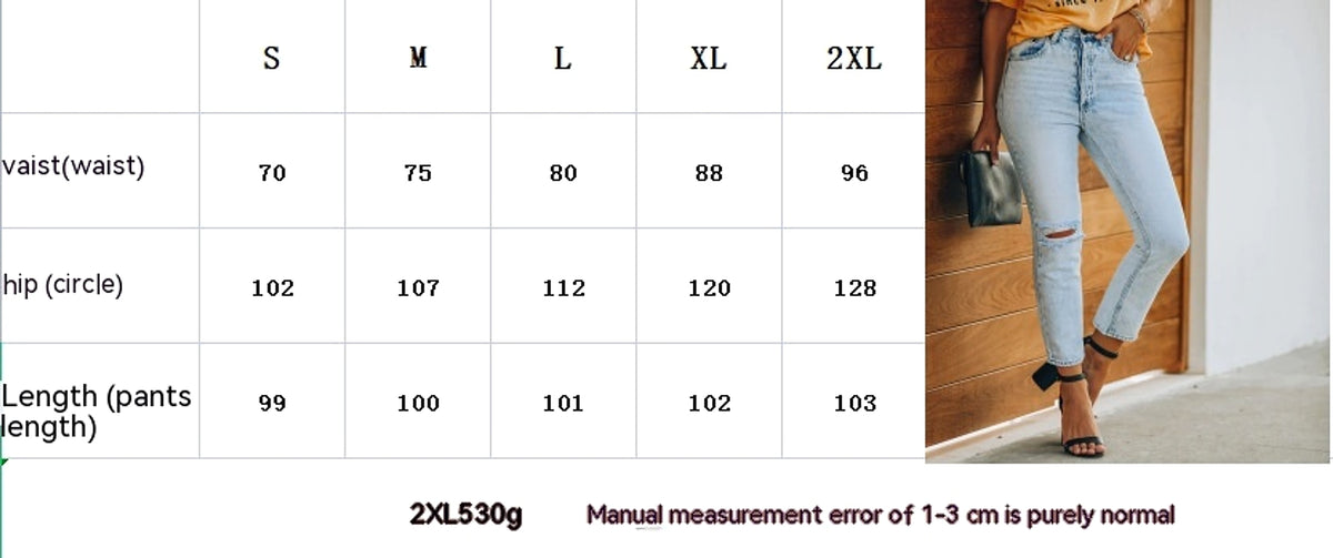 Women's Retro Denim Ripped Ankle-length Casual Pants Jeans - enhanced image 1