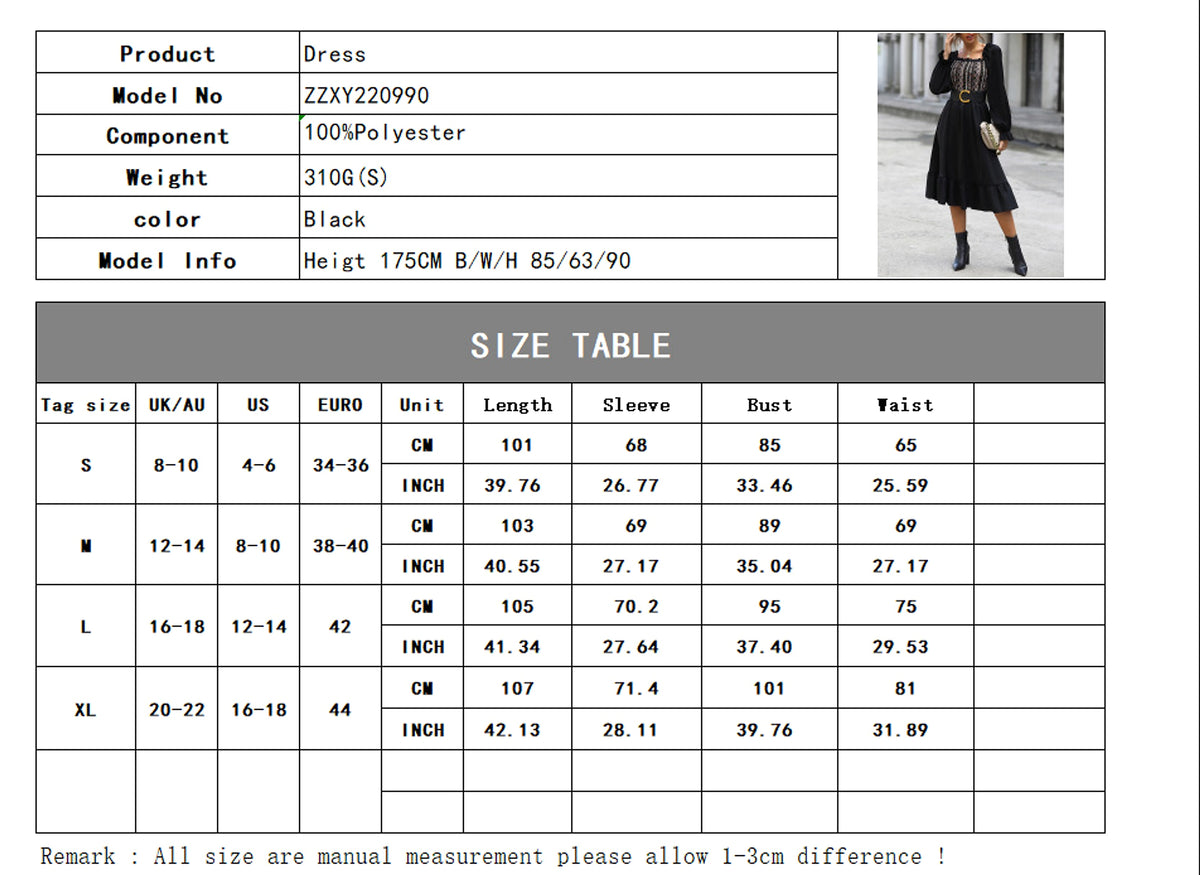 Women's Square-neck Cinched Midi Dress - enhanced image 1