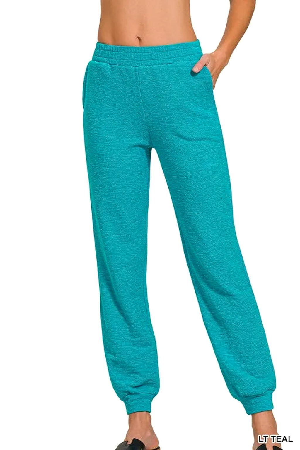 Zenana Cotton Slub Jogger Pants - enhanced image 1