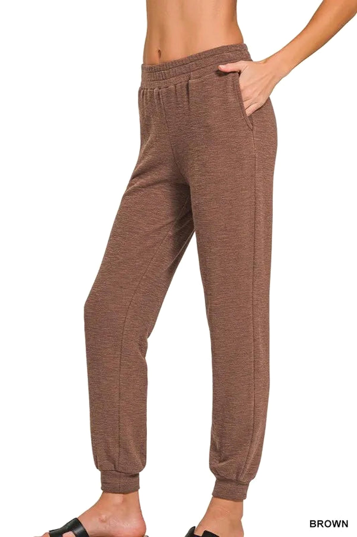 Zenana Cotton Slub Jogger Pants - enhanced image 1