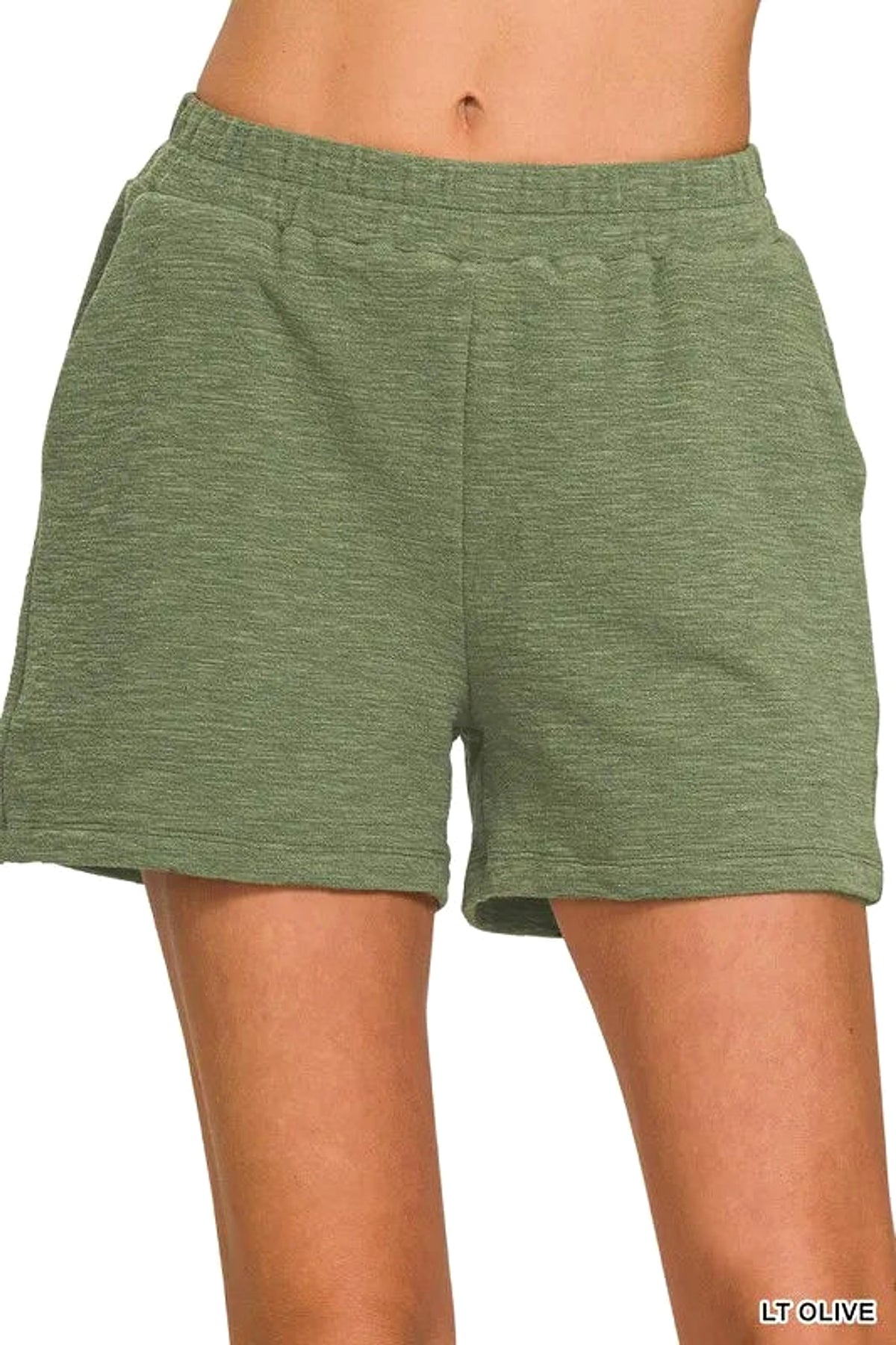 Zenana Cotton Slub Shorts - enhanced image 1