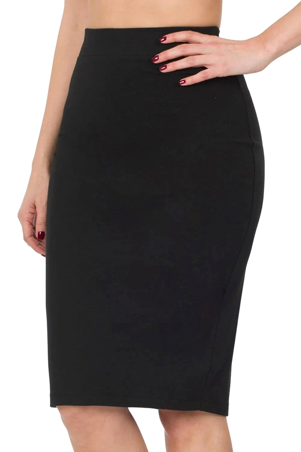 Zenana Premium Cotton Basic Knee Skirt - enhanced image 1